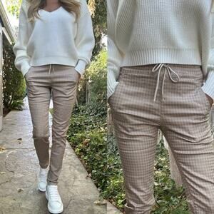 Bevy Flog Shely Pants Size 28 Houndstooth Checkered Metallic Drawstring Pull On